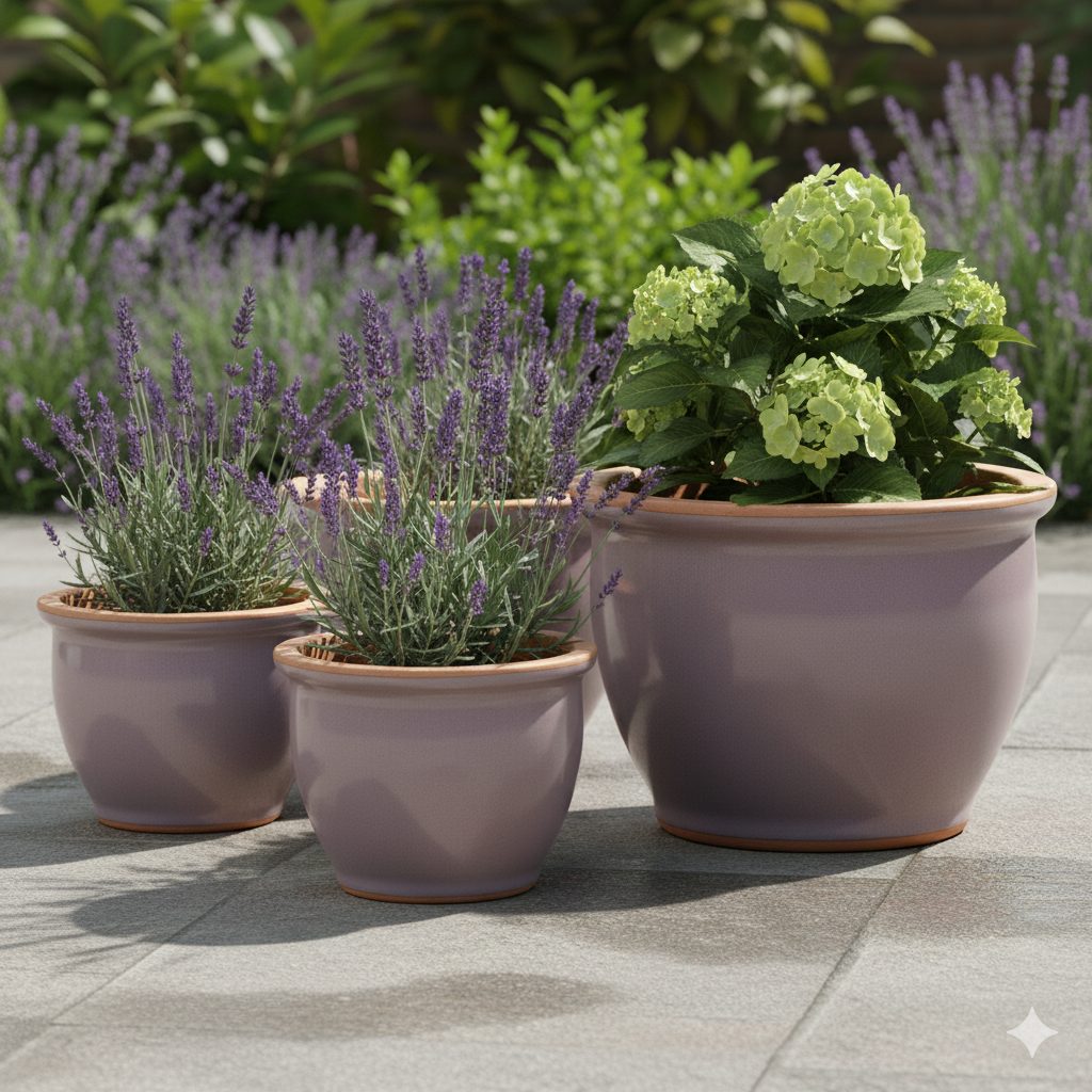 Blumentopf Pflanzgefäß aus Keramik Modell "Roma" 18cm Lavendel