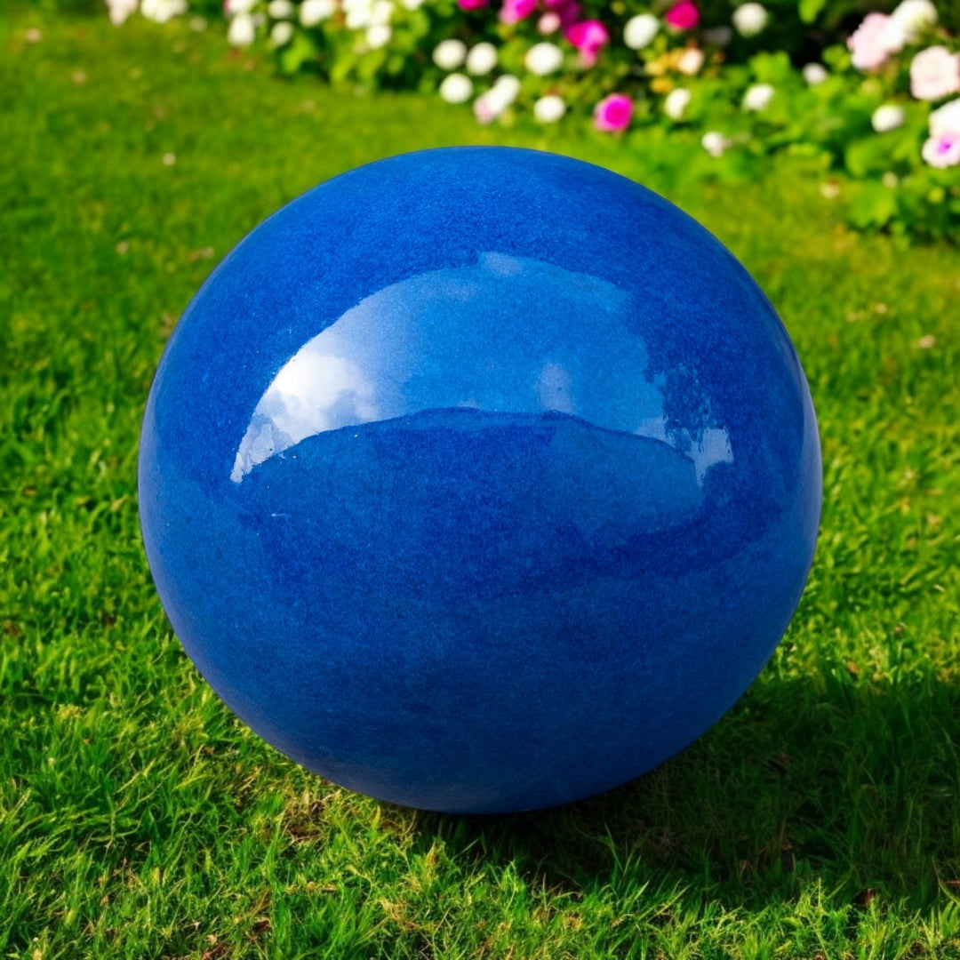 Gartenkugel Keramik 12cm Royal Blau glasiert