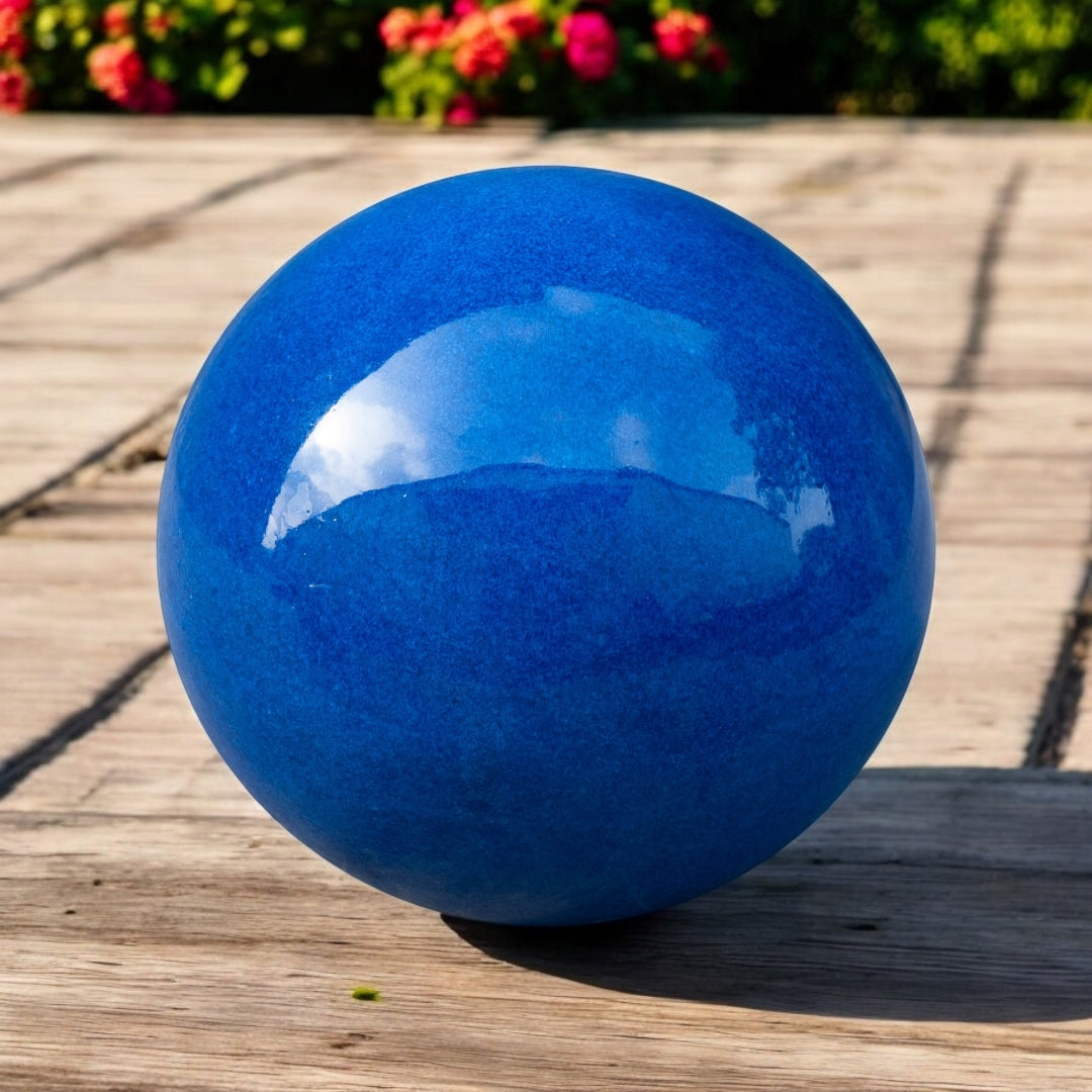 Gartenkugel Keramik 12cm Royal Blau glasiert