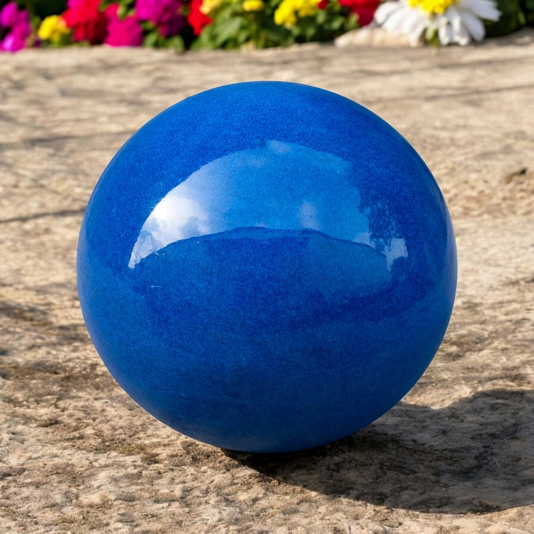 Gartenkugel Keramik 12cm Royal Blau glasiert