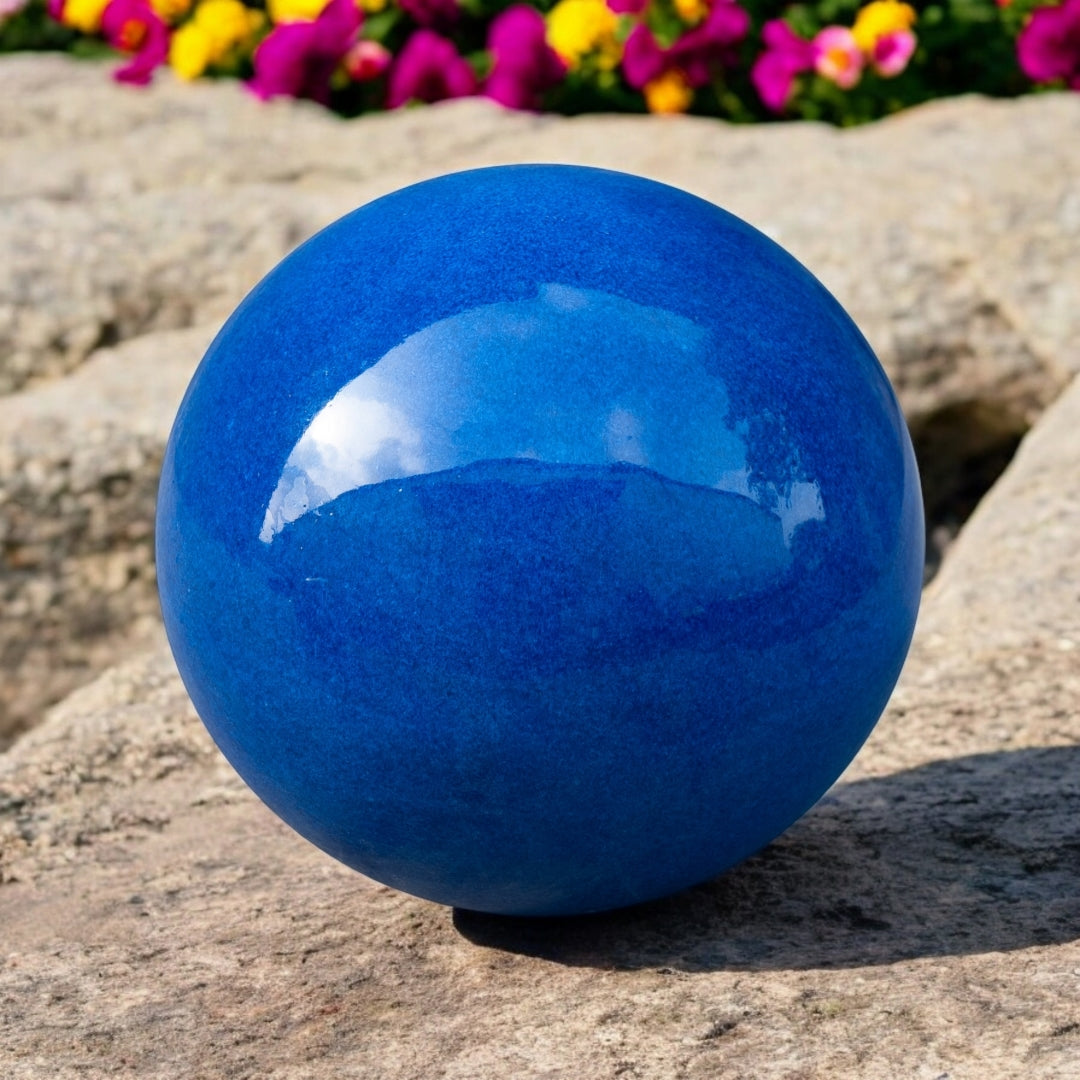 Gartenkugel Keramik 12cm Royal Blau glasiert