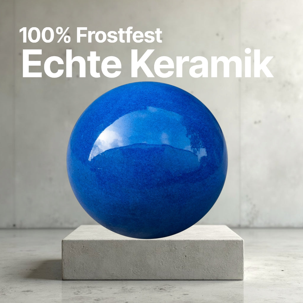 Gartenkugel Keramik 12cm Royal Blau glasiert