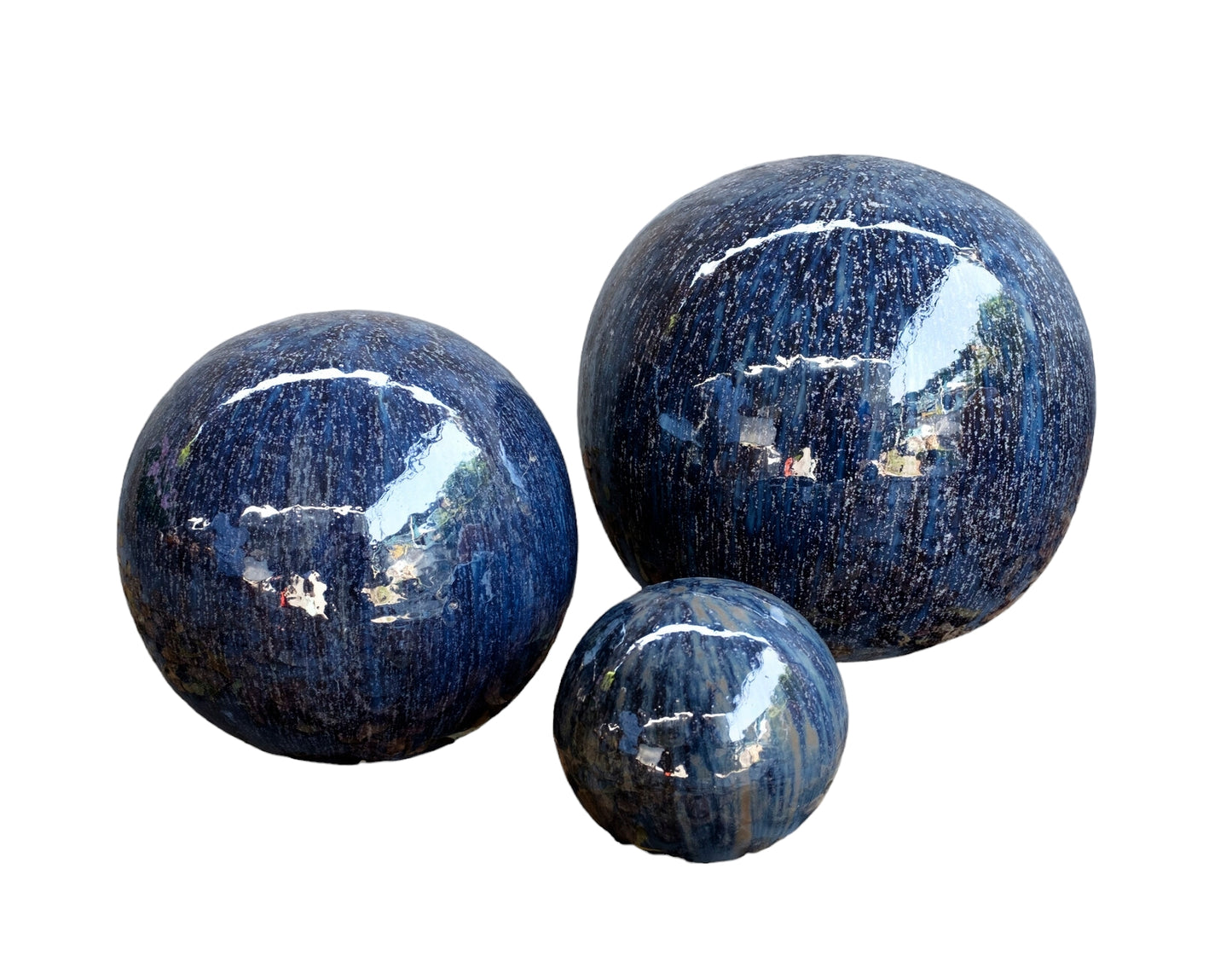 Gartenkugeln Keramik 5er Set Rost Blau