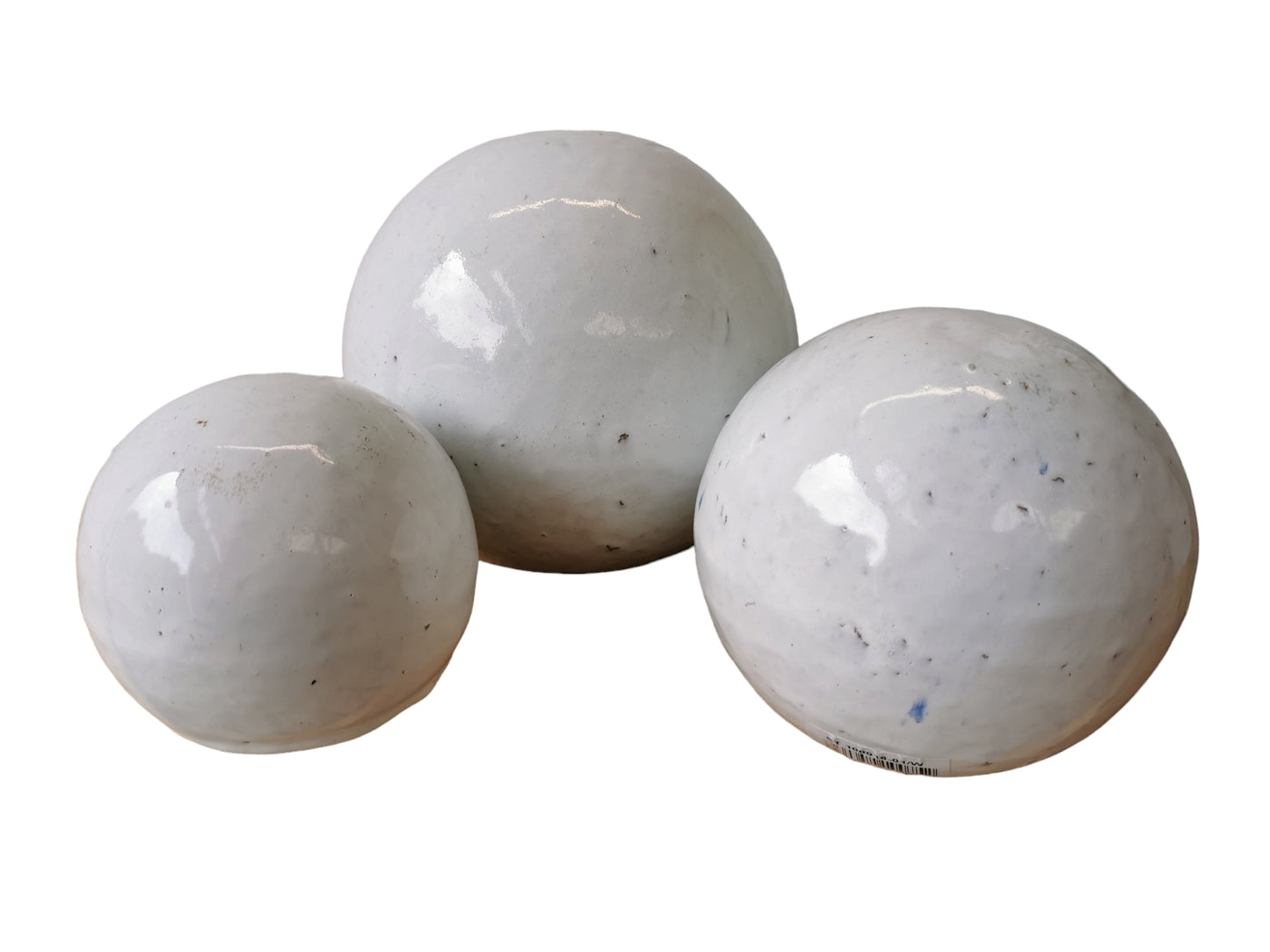 Gartenkugeln Rosenkugeln Keramik 3er Set Grau-Weiß glasiert