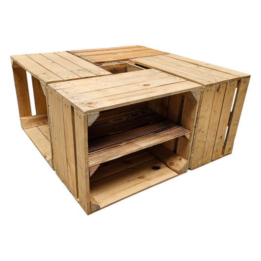 Holzkisten 4er Set 50 x 40 x 30cm mit Regal Lang Vintage Natur