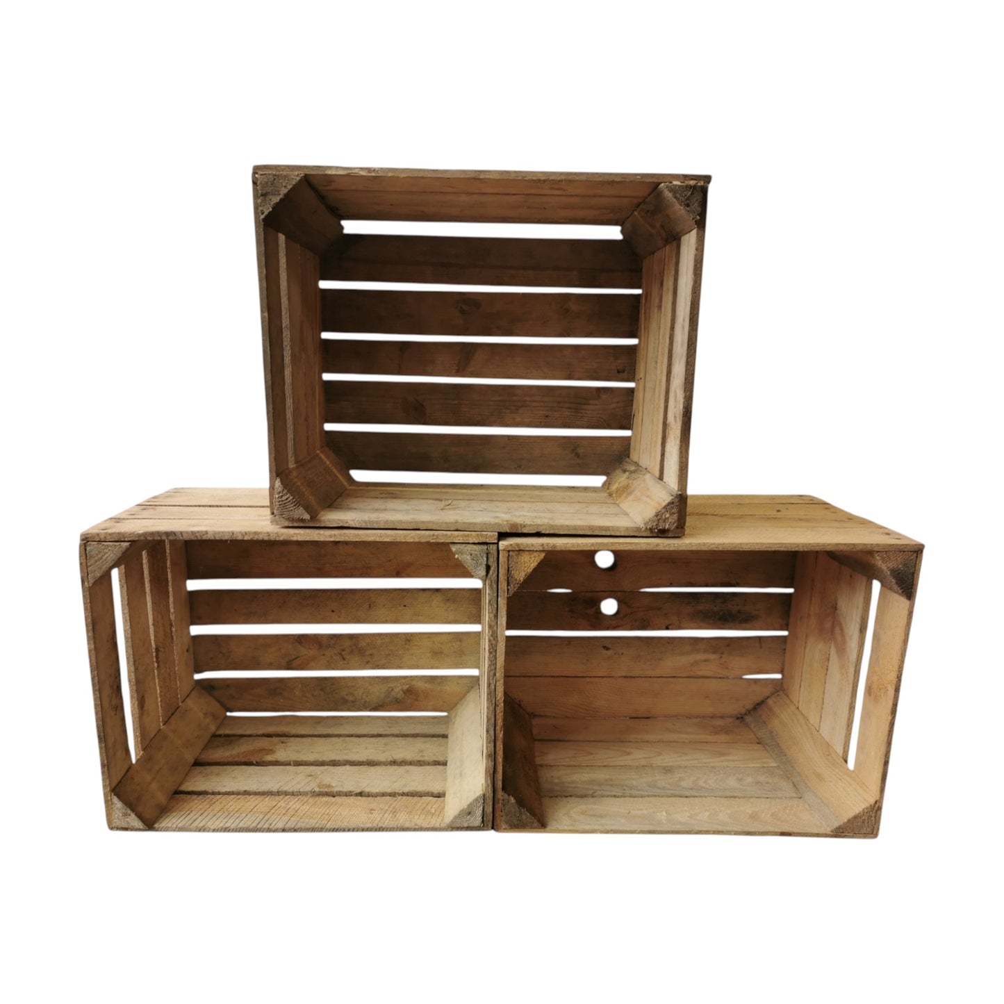 Lot de 3 caisses à fruits 50 x 40 x 30 cm B-stock vintage naturel