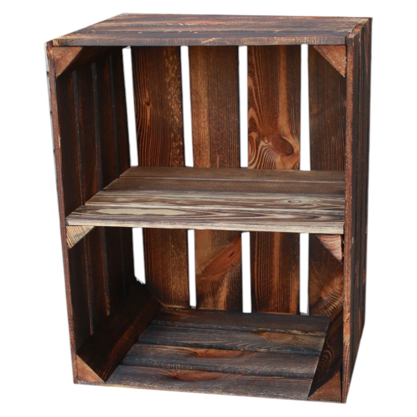 Coffret en bois vintage flammé 50 x 40 x 30 cm étagère courte