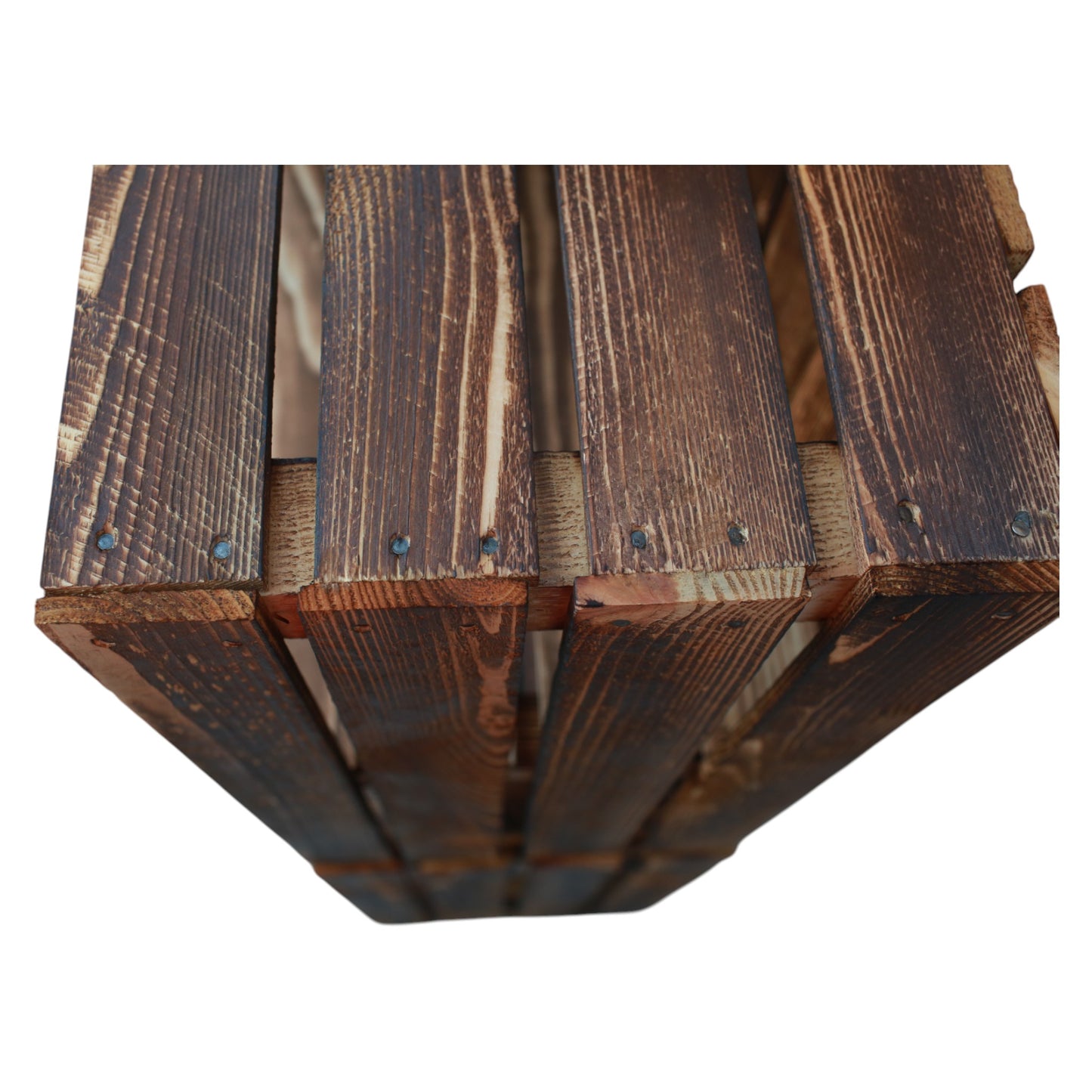 Coffret en bois vintage flammé 50 x 40 x 30 cm étagère courte