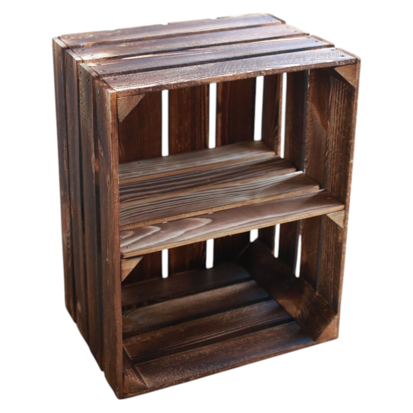 Coffret en bois vintage flammé 50 x 40 x 30 cm étagère courte