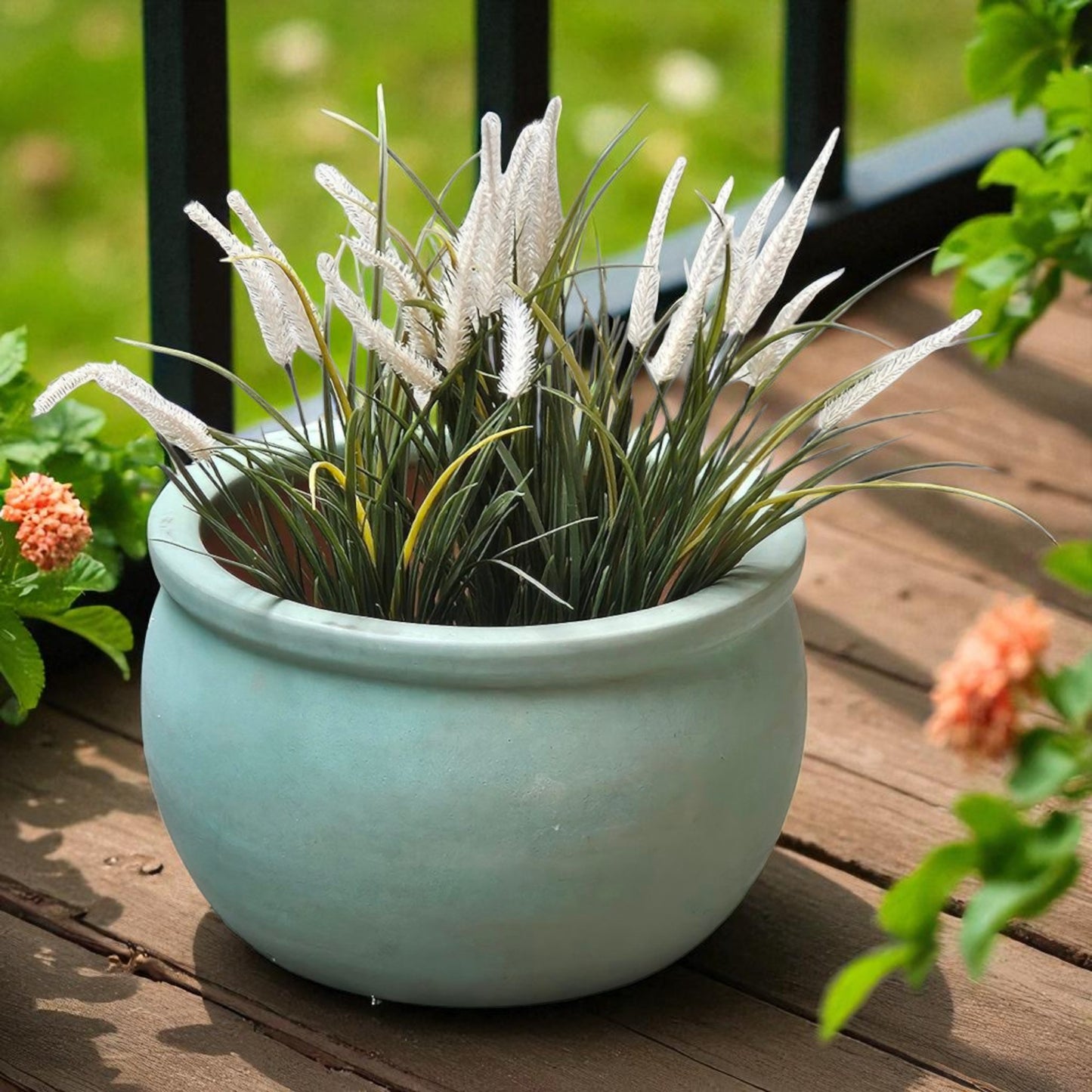Cache-pot en céramique modèle « Bavaria » 40 cm Vert Jade