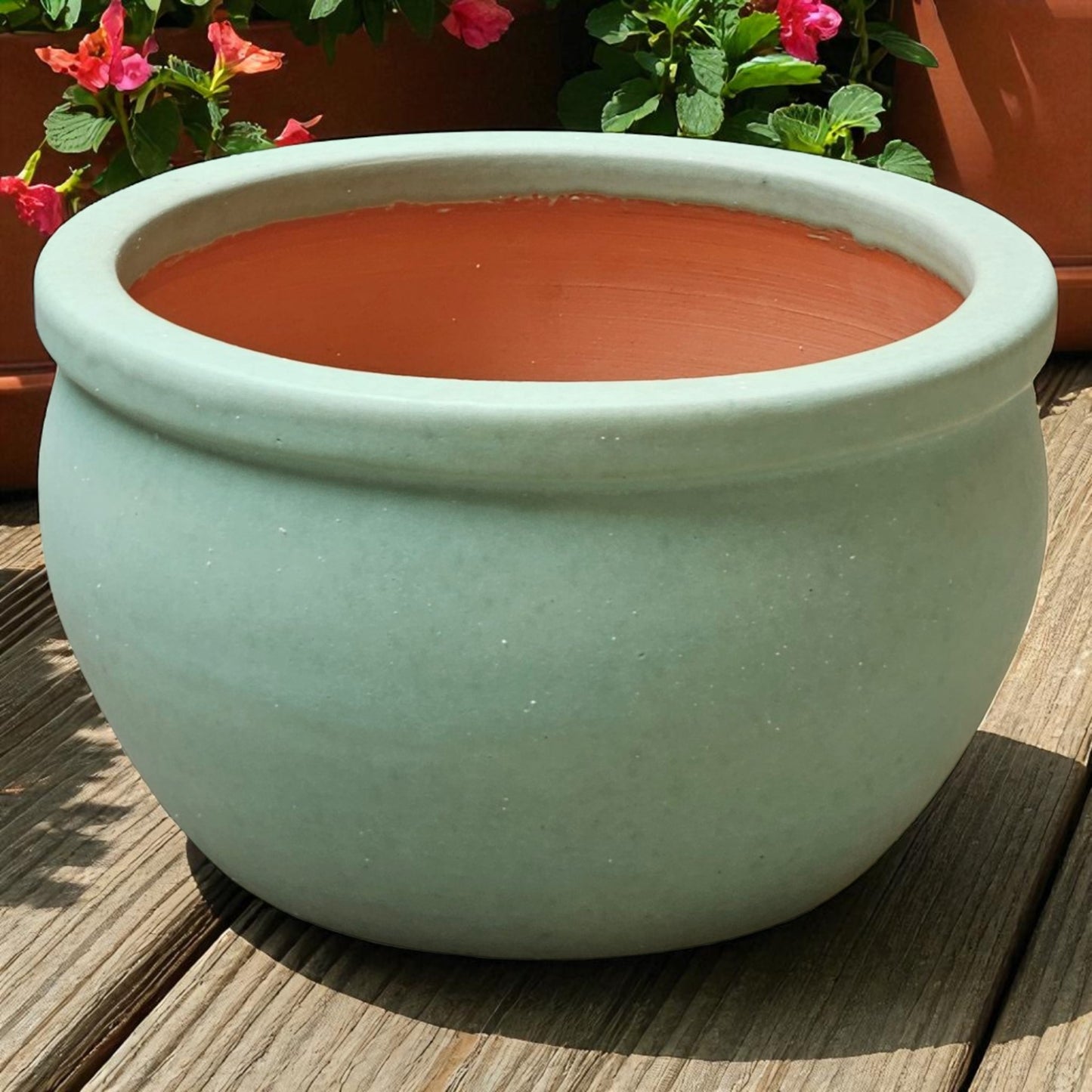 Cache-pot en céramique modèle « Bavaria » 40 cm Vert Jade