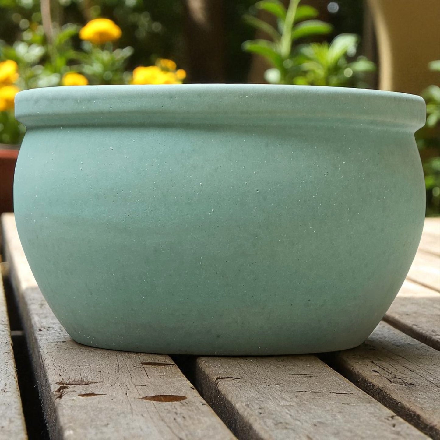 Cache-pot en céramique modèle « Bavaria » 40 cm Vert Jade