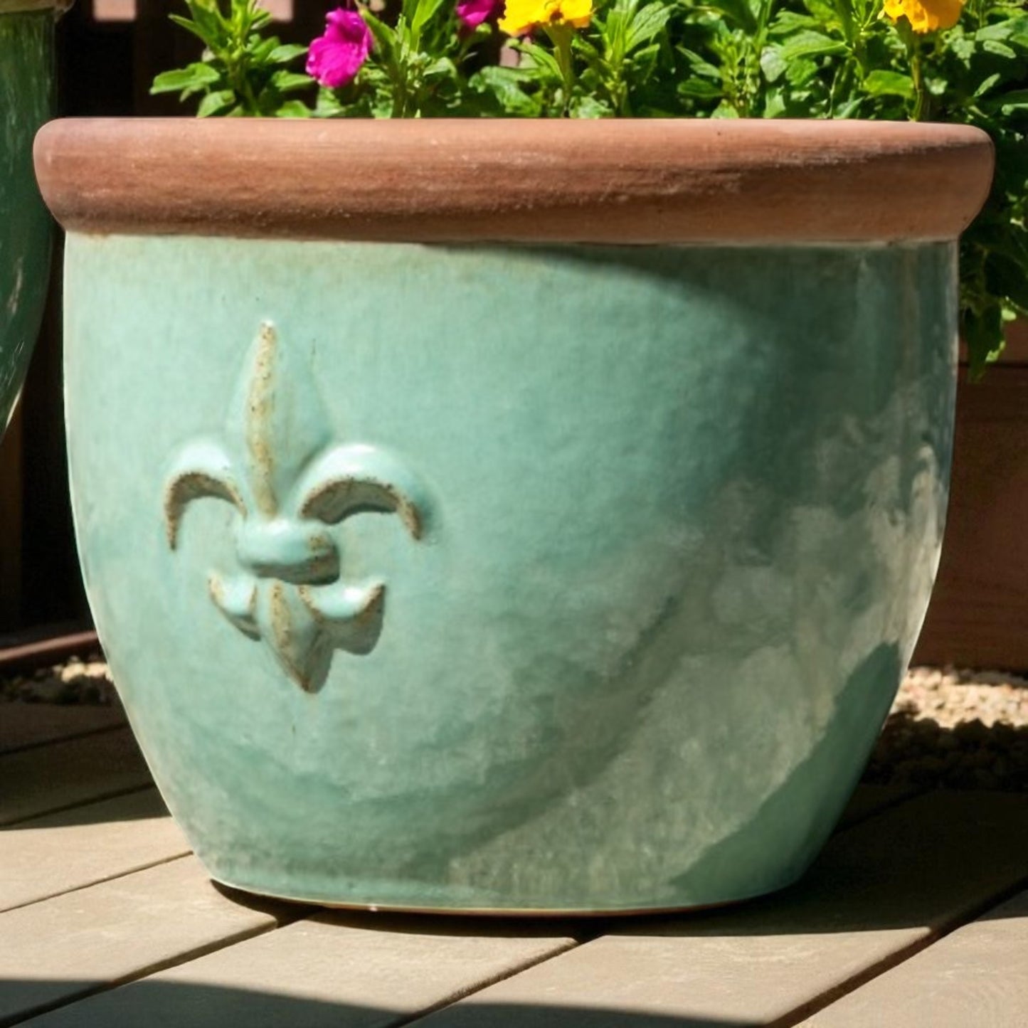 Pflanzgefäß Farmer Celadon Grün (Ø 42cm x H 32cm) | Keramik & Lilie | Teramico