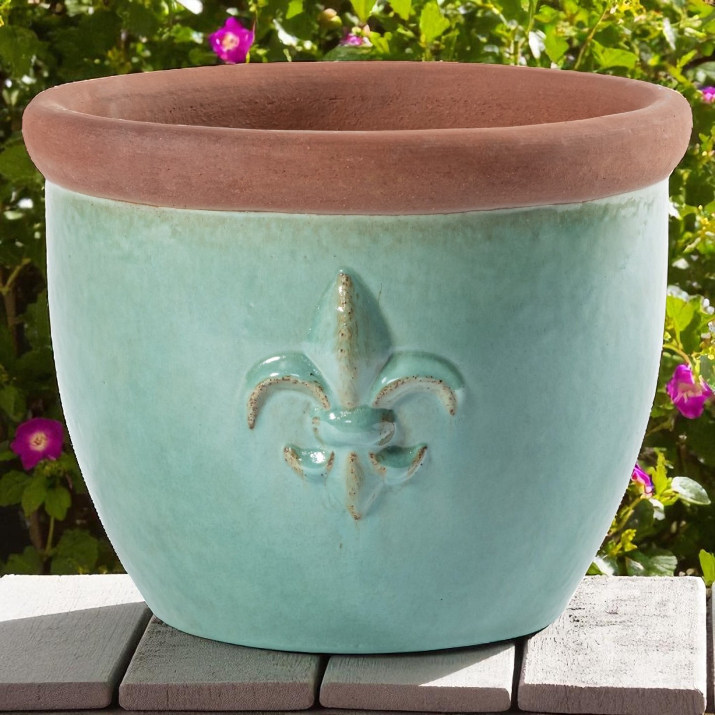 Pflanzgefäß Farmer Celadon Grün (Ø 42cm x H 32cm) | Keramik & Lilie | Teramico