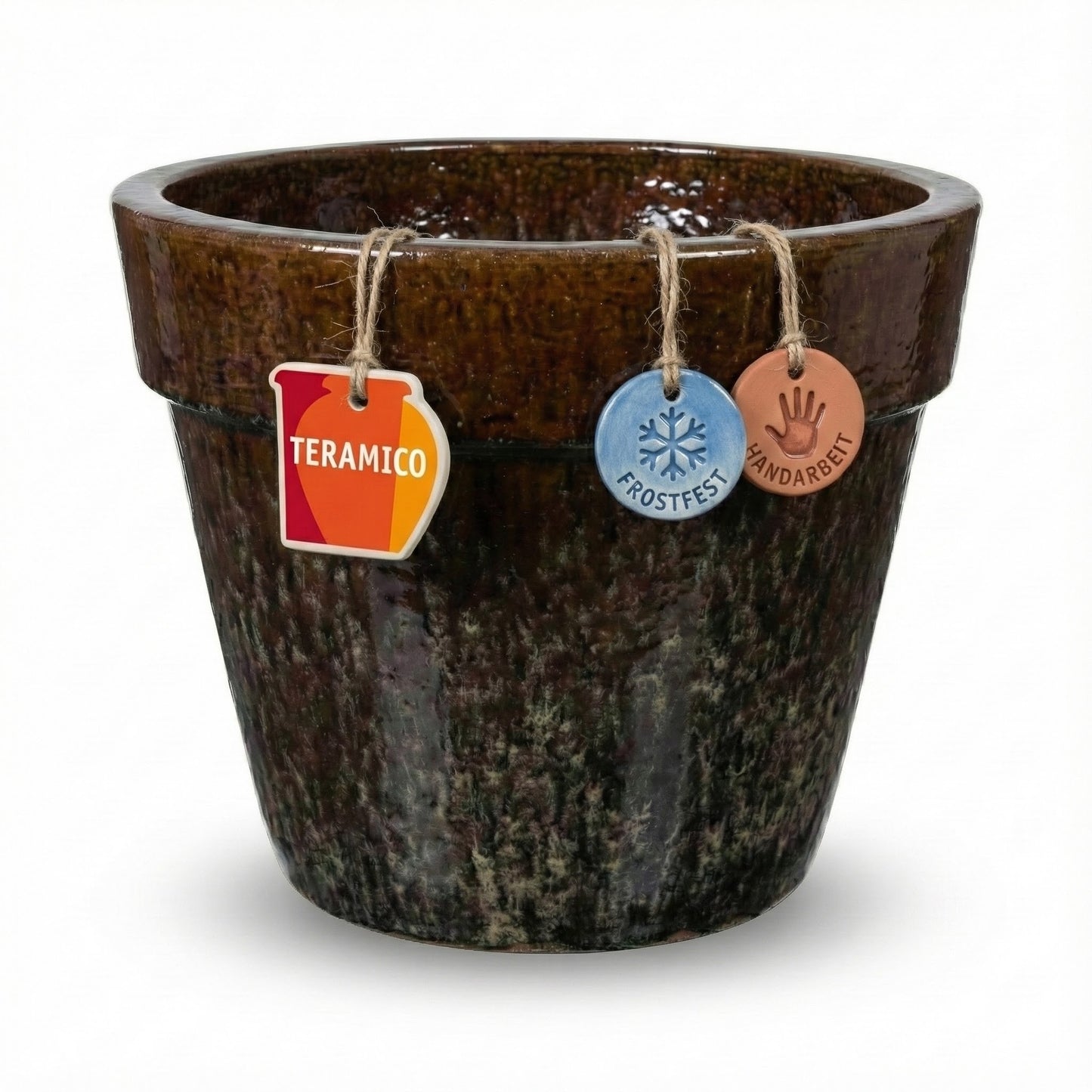 Pflanzgefäß "Round Plain" Moosbraun – Ø 18 bis 47 cm – Frostfestes Steinzeug