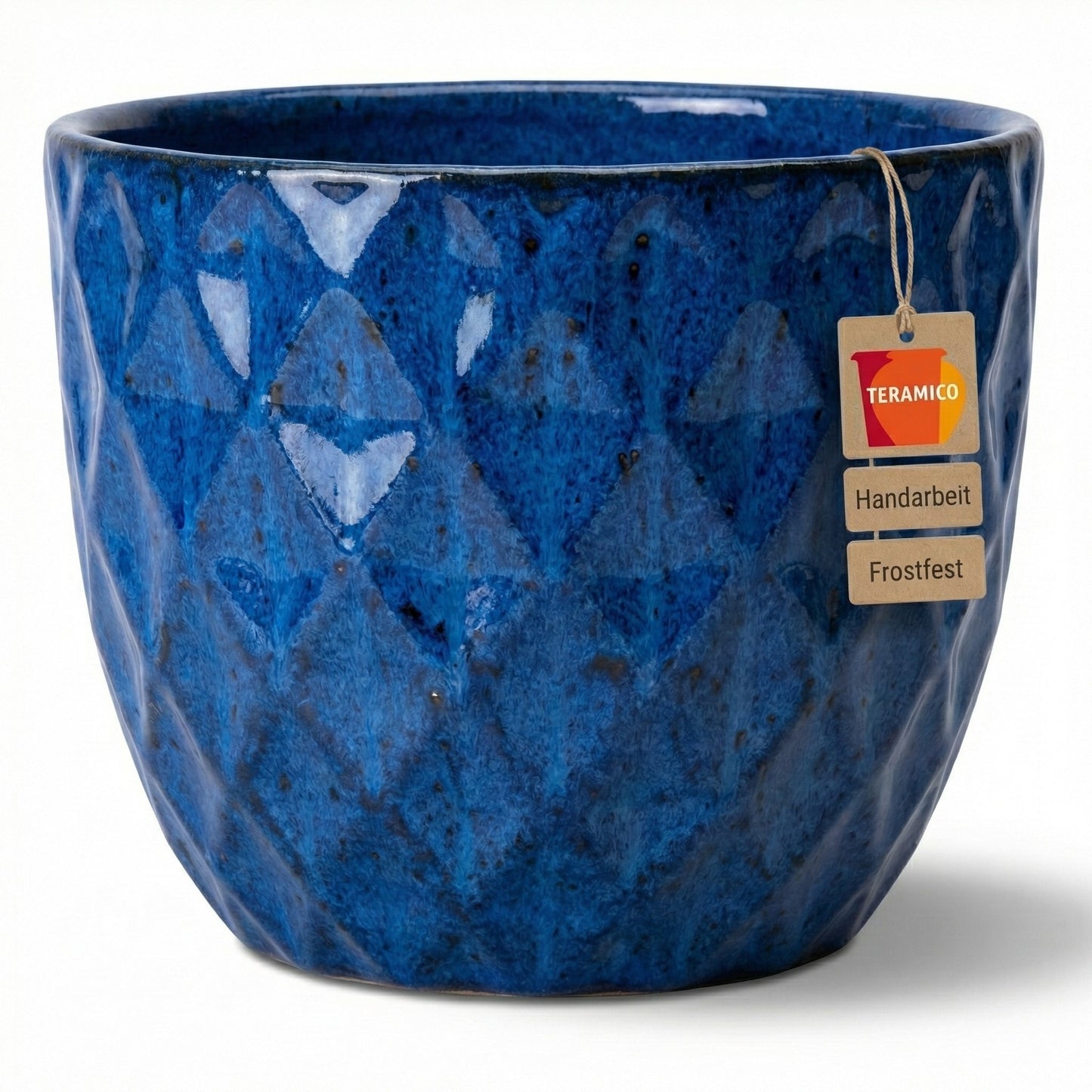 Pflanztopf "Diamant" Royal Blau – Glasiert – Frostfest & Handarbeit