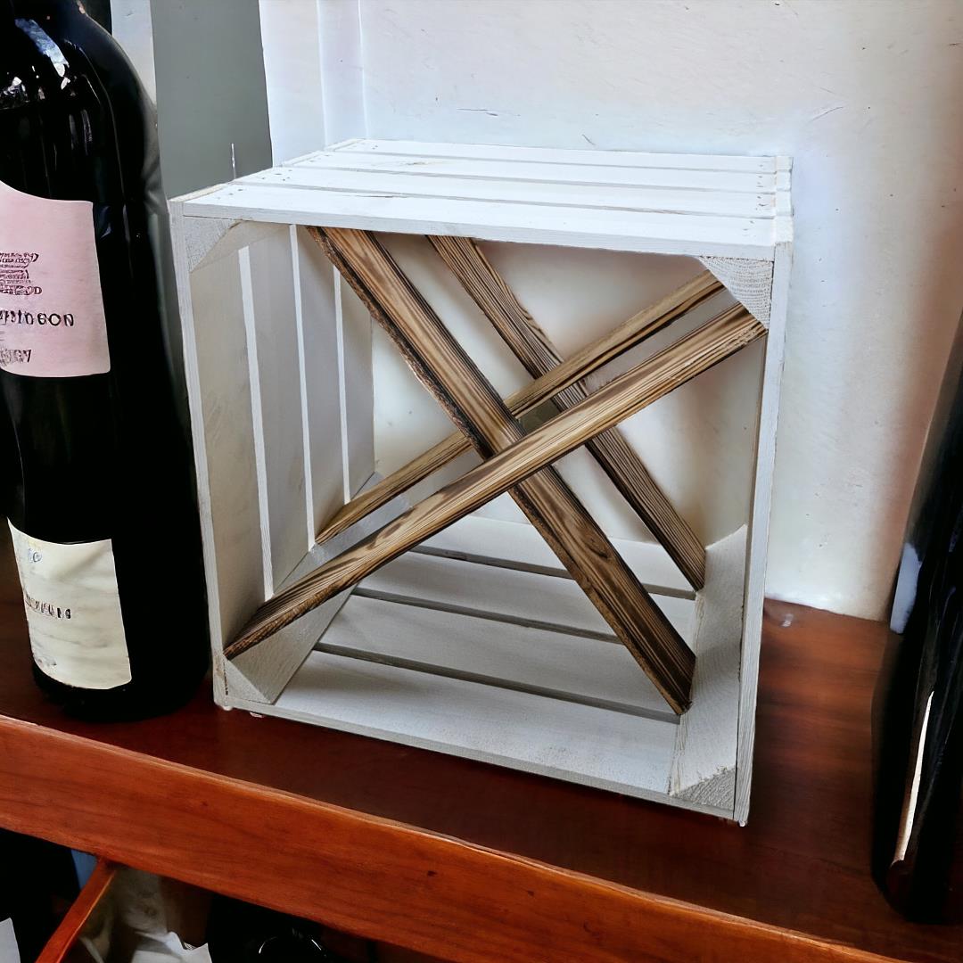 Weinregal Holz Weinkiste 40x30x40cm "16"er Weiß
