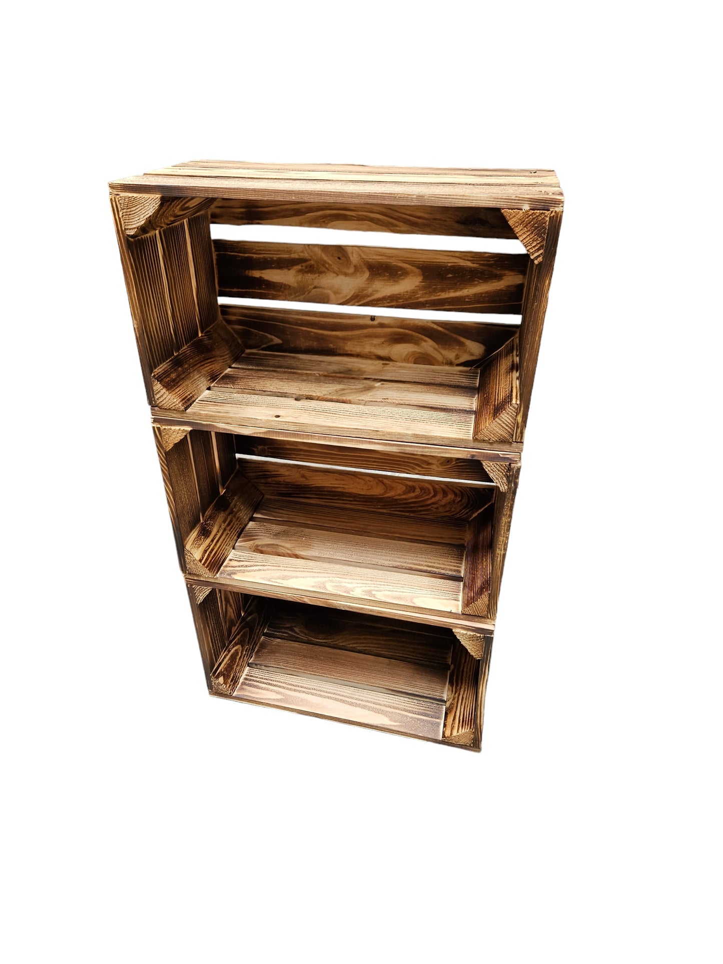 Holzkiste Dekokiste Box 38 x 22 x 20 cm 3er SET Geflammt