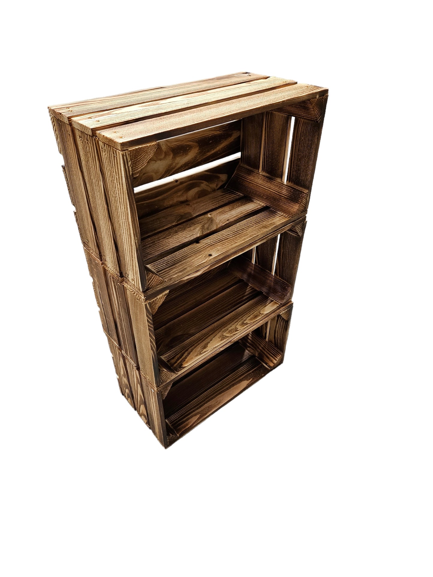 Holzkiste Dekokiste Box 38 x 22 x 20 cm 3er SET Geflammt