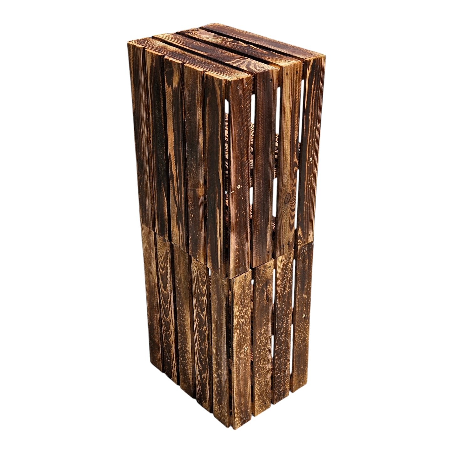Holzkisten 2er Set mit Regalboden Kurz 50 x 40 x 30cm geflammt