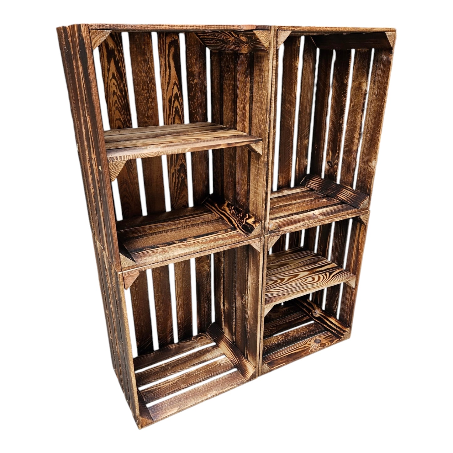 Holzkisten 4er Set Geflammt 50 x 40 x 30cm Regal