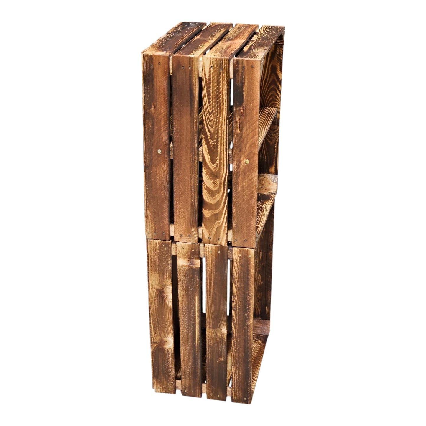 Obstkisten 3er Set Vintage Geflammt 50 x 40 x 30cm mit Regalboden