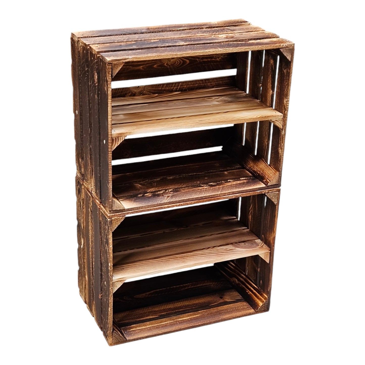 Holzkisten mit Regalfach Lang 50 x 40 x 30cm Geflammt Vintage