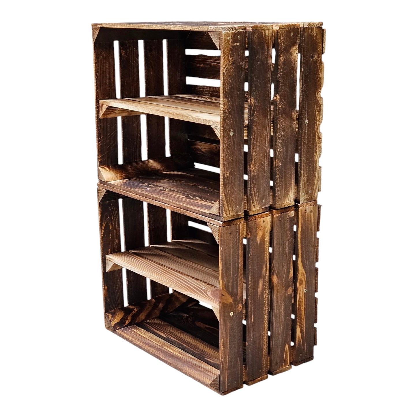 Holzkisten mit Regalfach Lang 50 x 40 x 30cm Geflammt Vintage