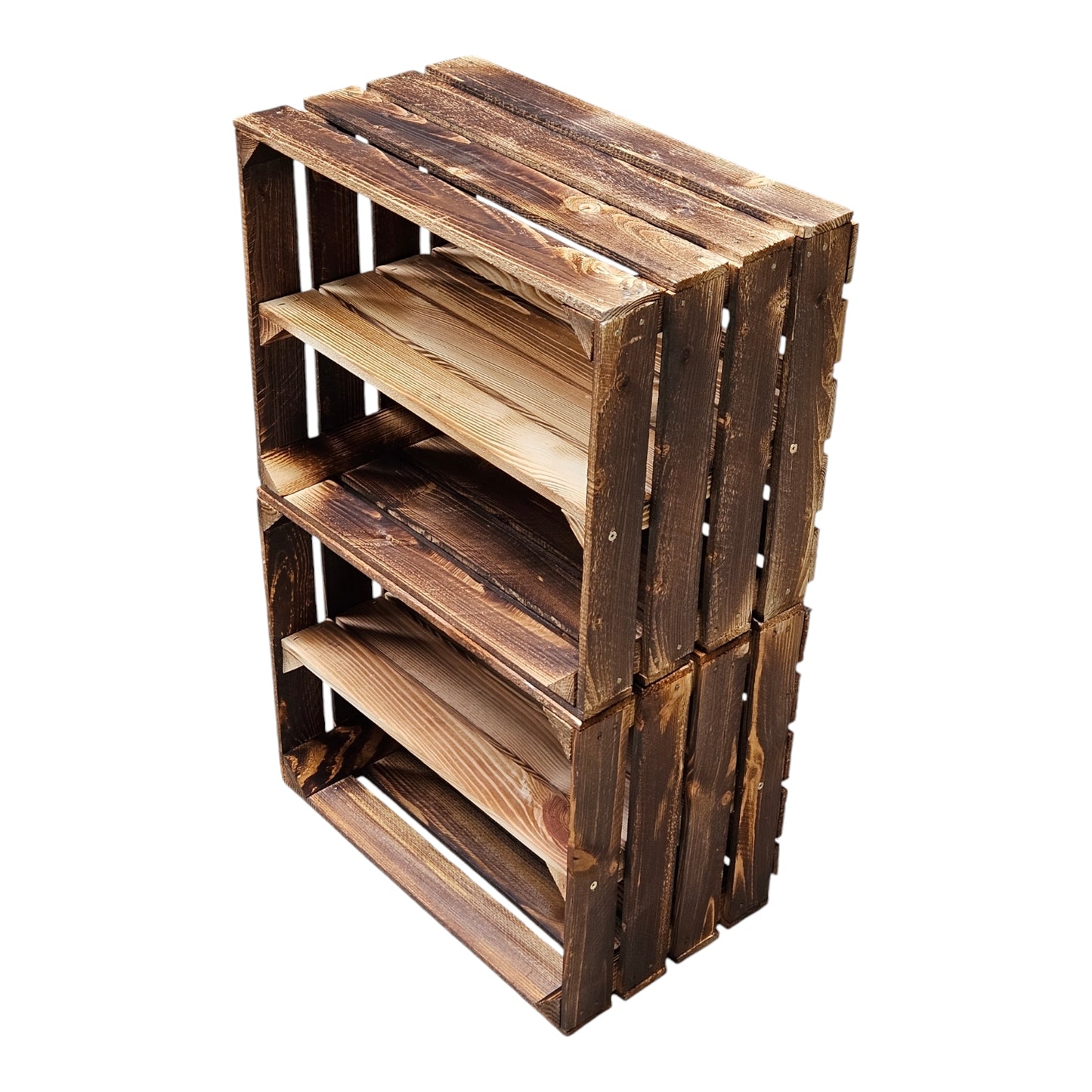 Holzkisten mit Regalfach Lang 50 x 40 x 30cm Geflammt Vintage