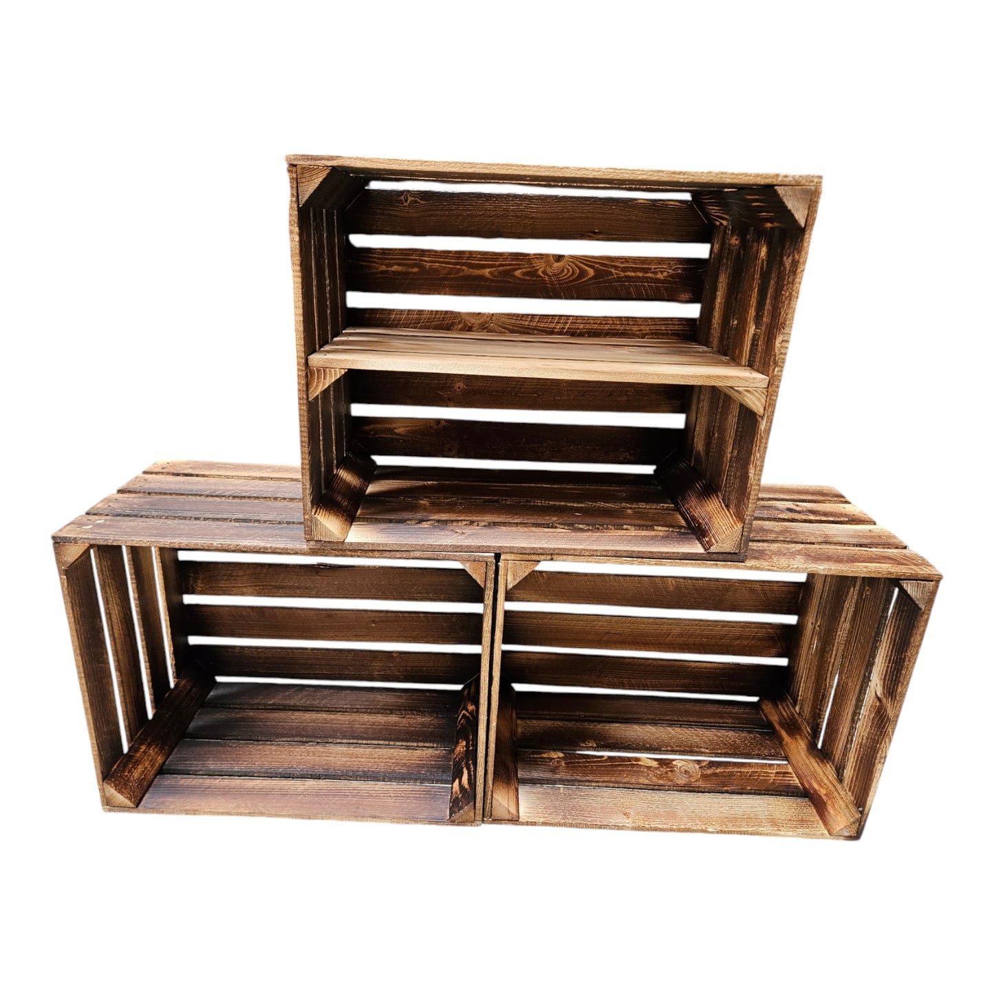 Obstkisten 50 x 40 x 30cm Geflammt 3er Set Regal Lang