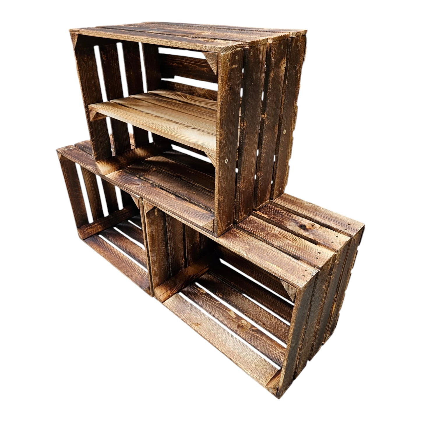 Obstkisten 50 x 40 x 30cm Geflammt 3er Set Regal Lang