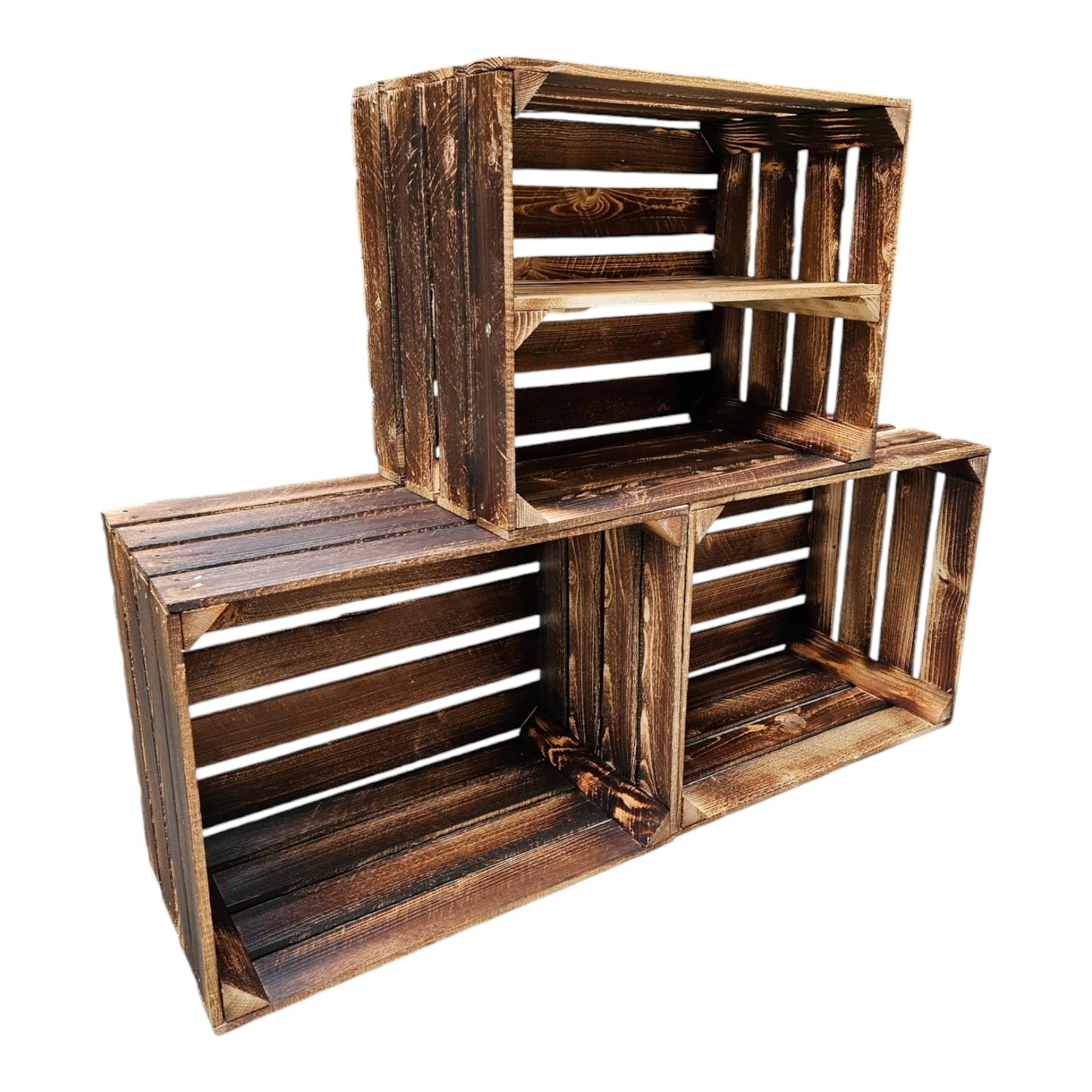 Obstkisten 50 x 40 x 30cm Geflammt 3er Set Regal Lang