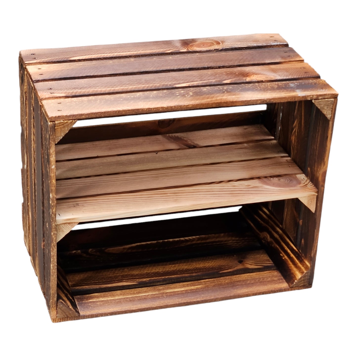 Holzkisten mit Regalfach Lang 50 x 40 x 30cm Vintage Geflammt