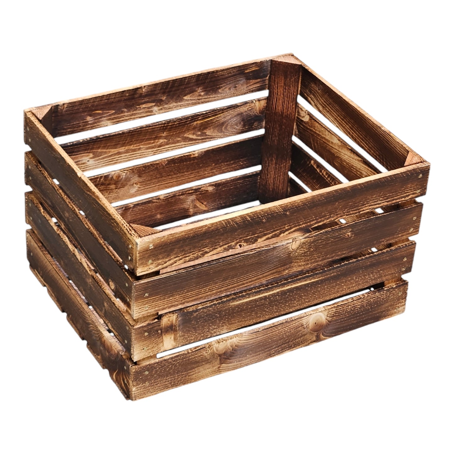 Holzkisten 2er Set 50cm mit Ablage Vintage Geflammt