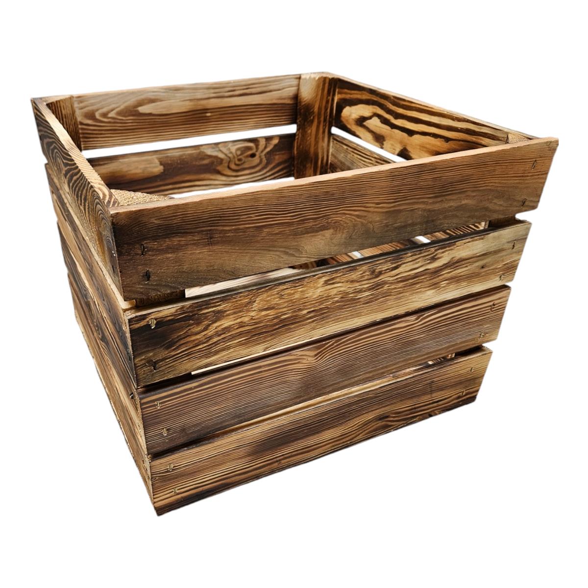 Holzkiste Obstkiste 40x30x40cm Geflammt