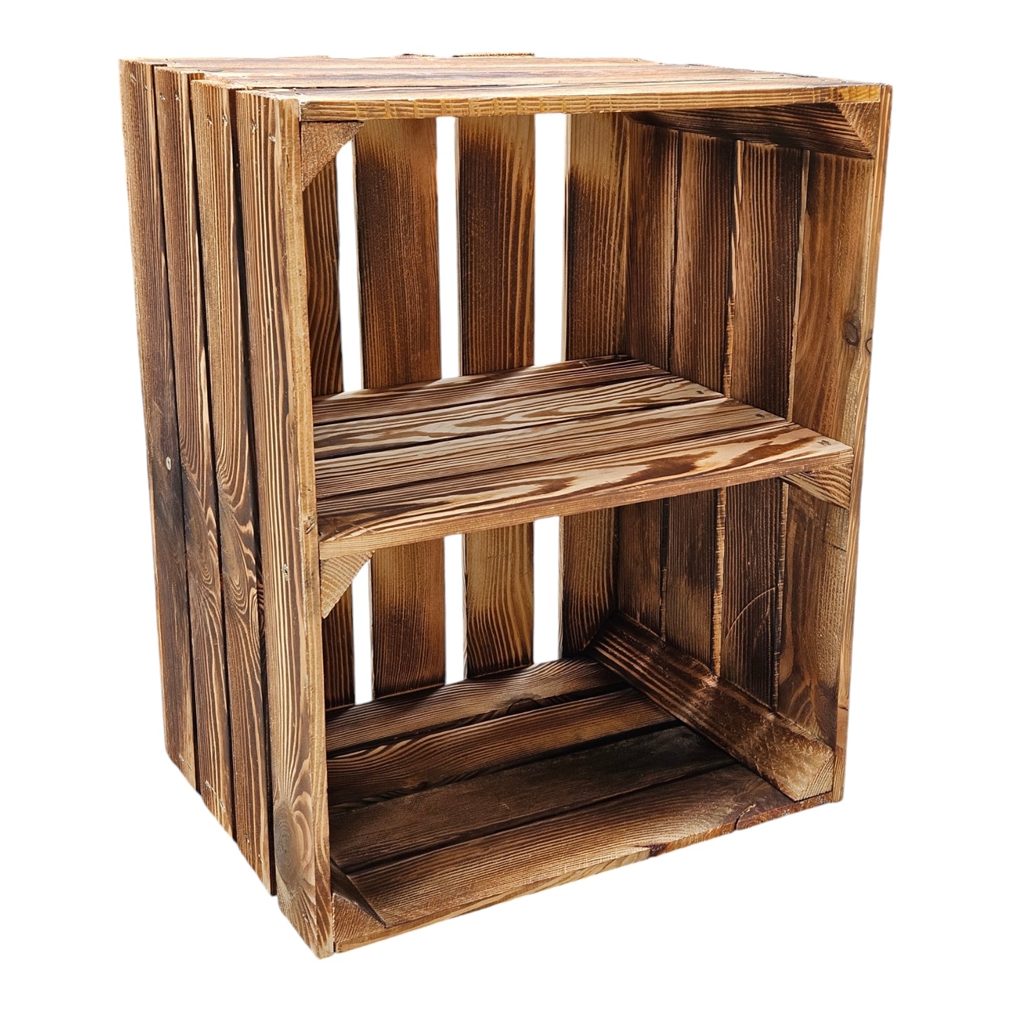 Holzkisten 3er Set 50 x 40 x 30cm Ablage Lang Geflammt