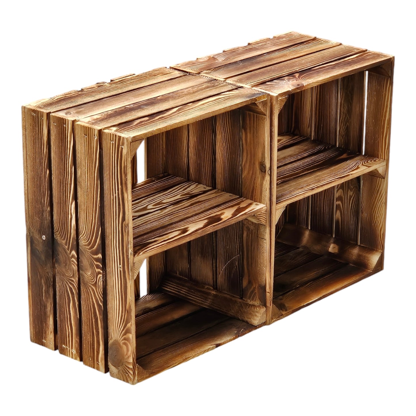 Holzkiste 2er Set Geflammt Ablage kurz 50 x 40 x 30cm Regalkisten
