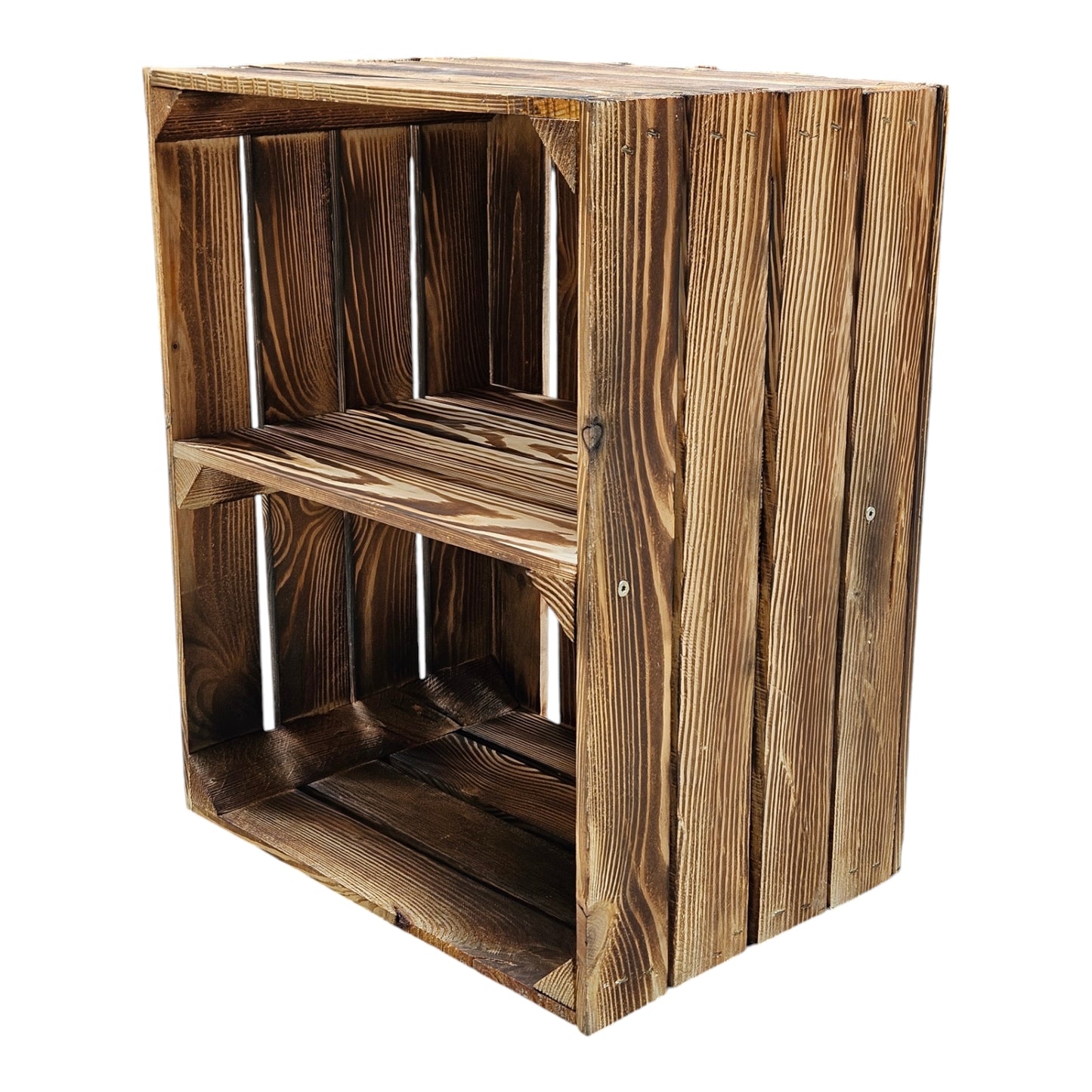Holzkiste 2er Set Geflammt Ablage kurz 50 x 40 x 30cm Regalkisten