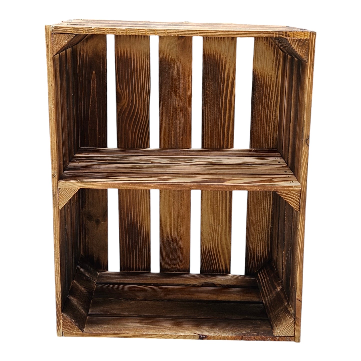 Geflammte Holzkiste mit Boden Kurz 50 x 40 x 30cm