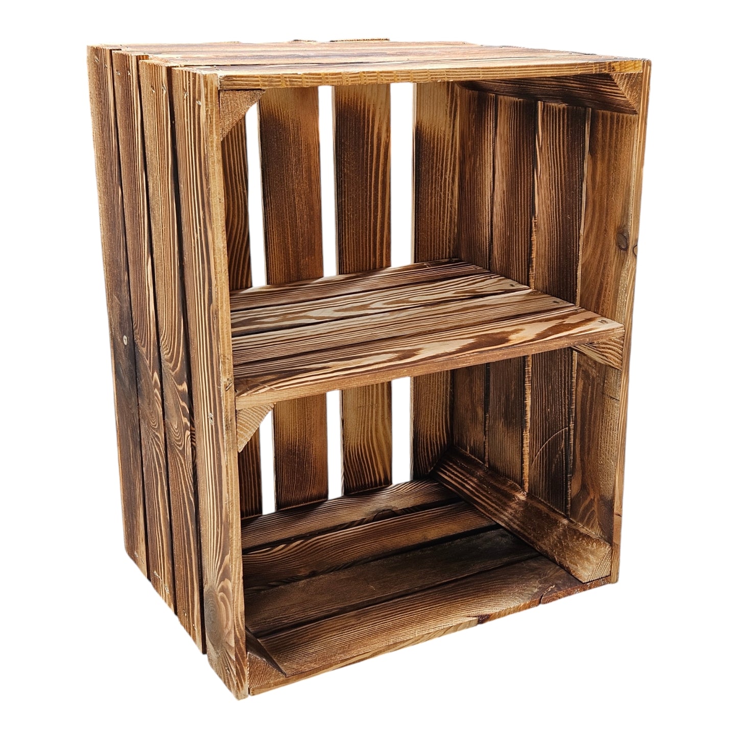 Geflammte Holzkiste mit Boden Kurz 50 x 40 x 30cm