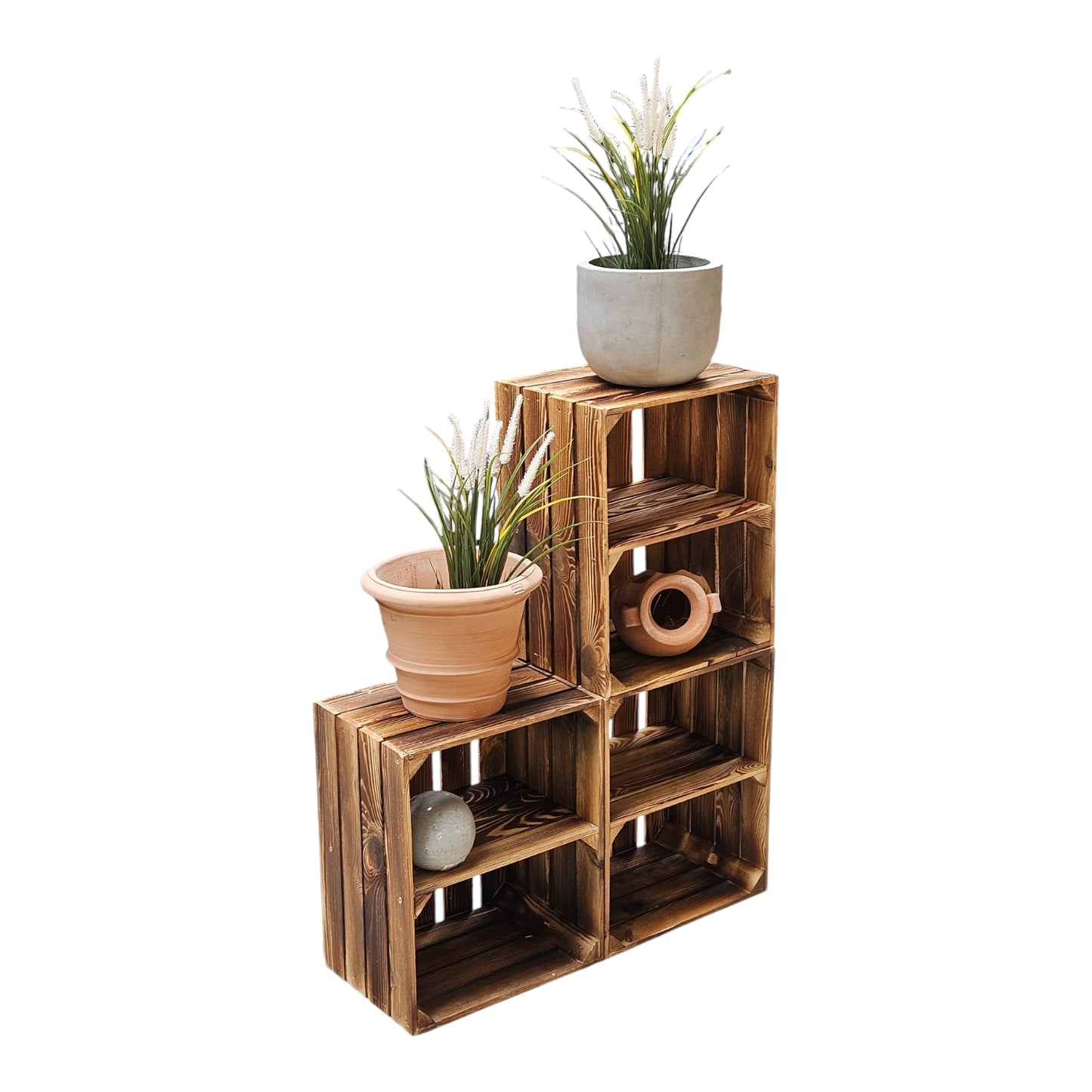 Holzkiste 2er Set Geflammt Ablage kurz 50 x 40 x 30cm Regalkisten
