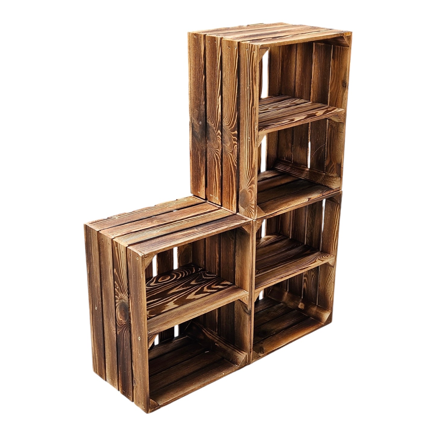 Holzkisten 3er Set 50 x 40 x 30cm Ablage Lang Geflammt