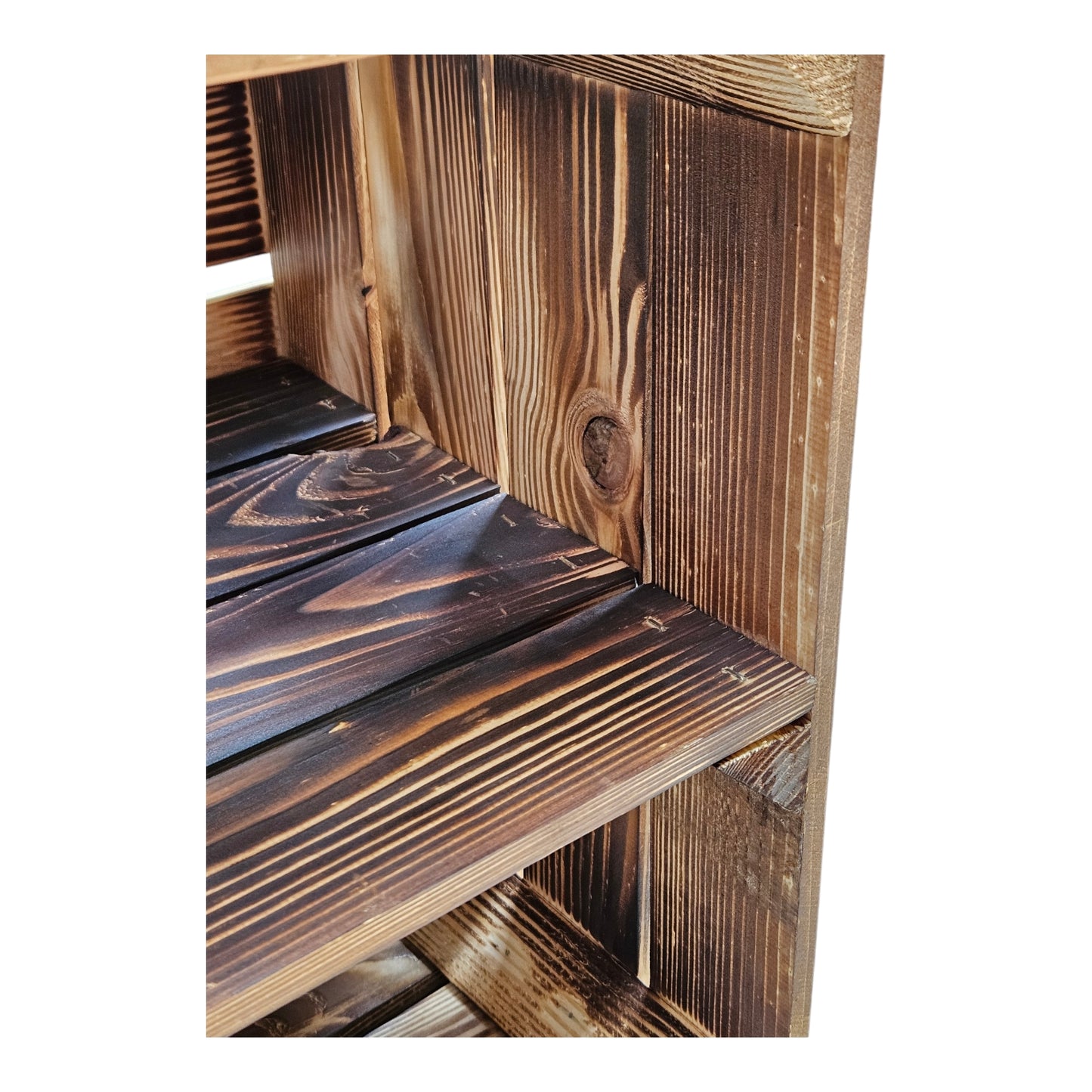 Holzkiste 2er Set Geflammt Ablage kurz 50 x 40 x 30cm Regalkisten