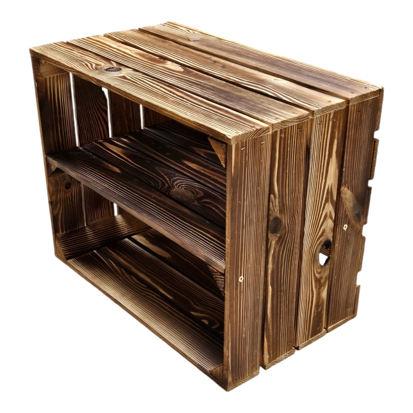 Holzkiste 50x40x30cm Geflammt Boden Lang
