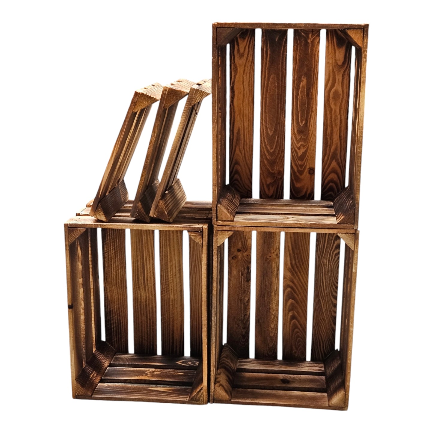 Caisses en bois flammé 50 x 40 x 30 cm avec étagères DIY