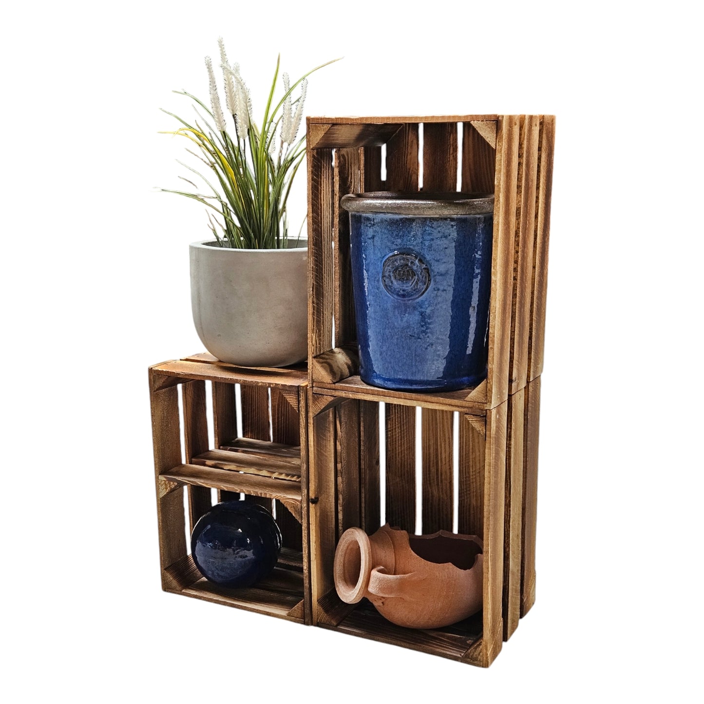 Holzkisten Obstkisten 3 x 40x30x25cm Geflammt Ablage Kurz