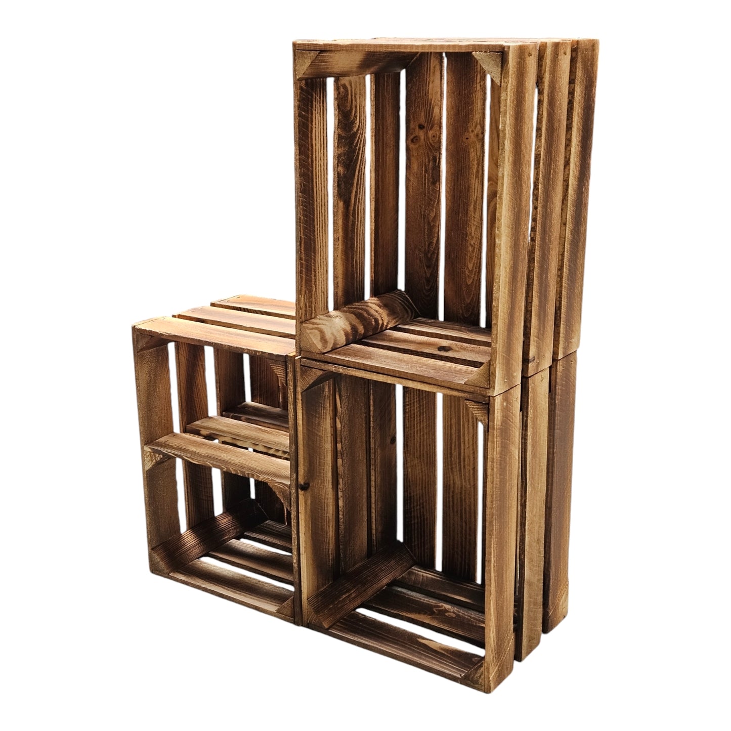 Holzkisten Obstkisten 3 x 40x30x25cm Geflammt Ablage Kurz