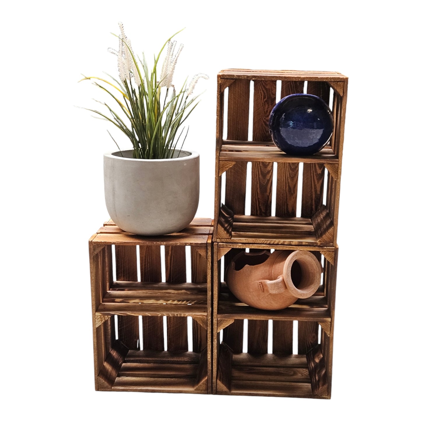 Obstkiste Holzkiste Weinkiste 40 x 30 x 25 cm 3er SET Geflammt Boden Lose
