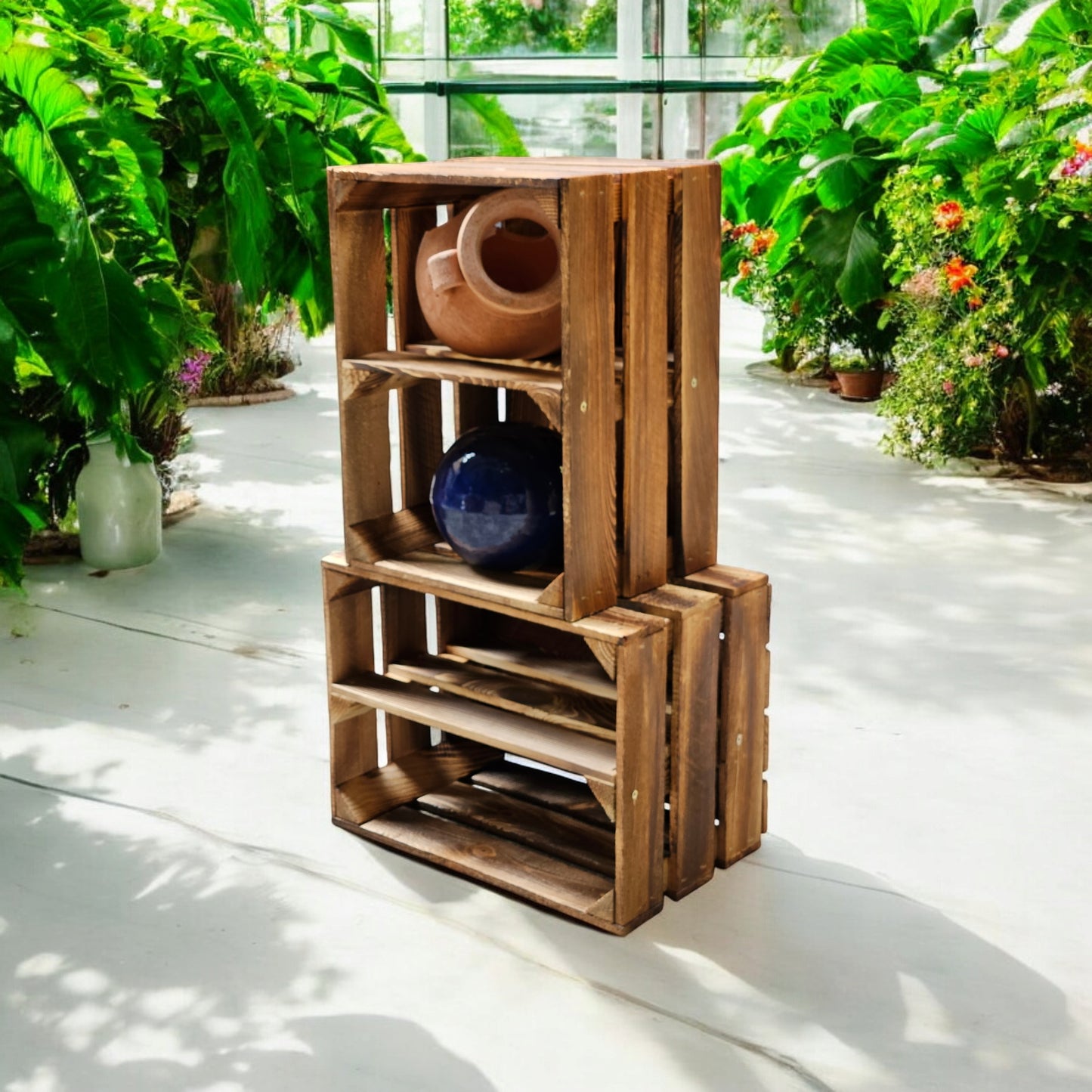 2er Set Holzkiste 40x30x25cm Geflammt Ablage