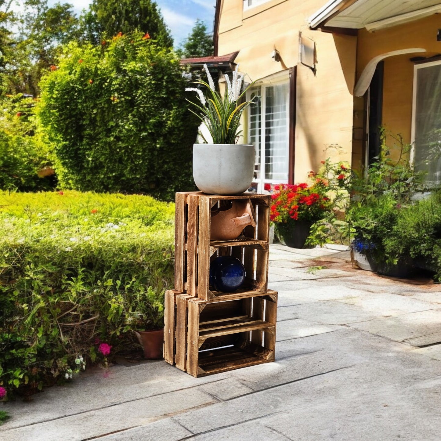 2er Set Holzkiste 40x30x25cm Geflammt Ablage